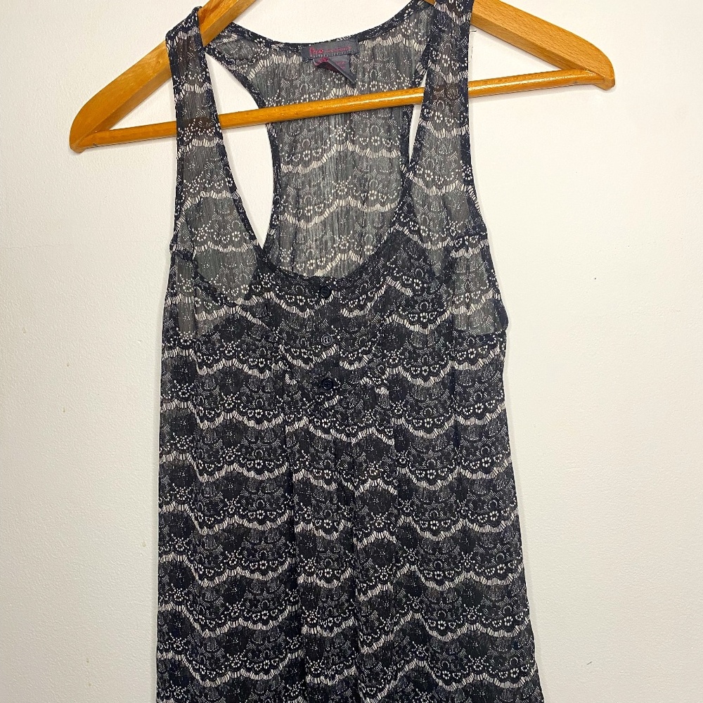 Sheer Black and White designed tunic tank